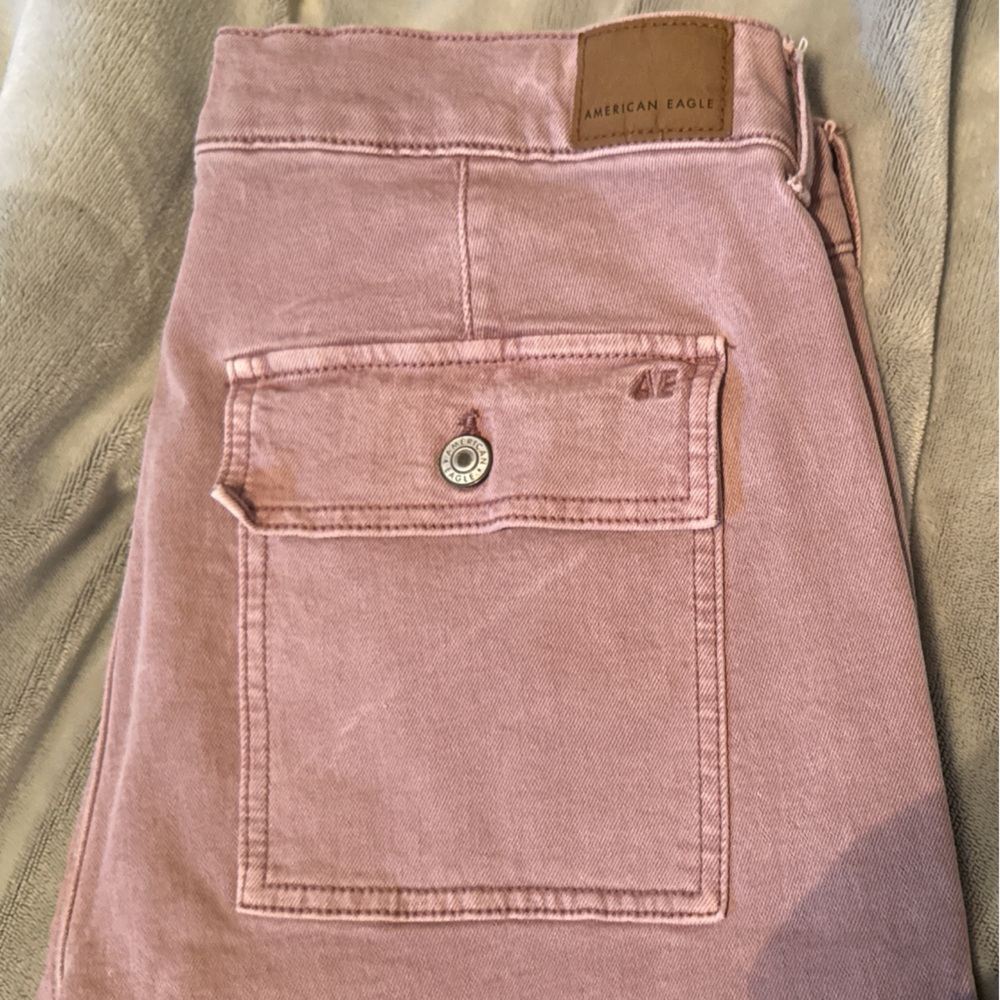 American Eagle Pink Denim Straight leg Baggy pants